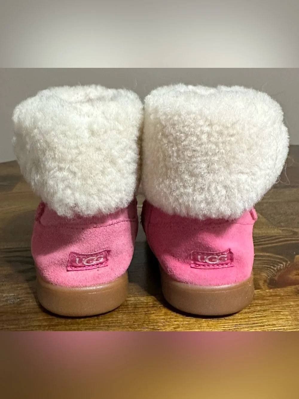 Pink Suede Faux Fur Girls UGG Size 10